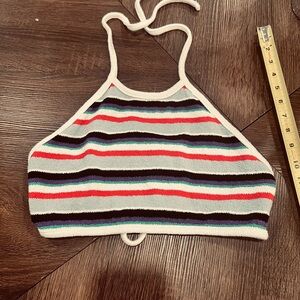 Zara Striped knit adjustable Halter Top size medium